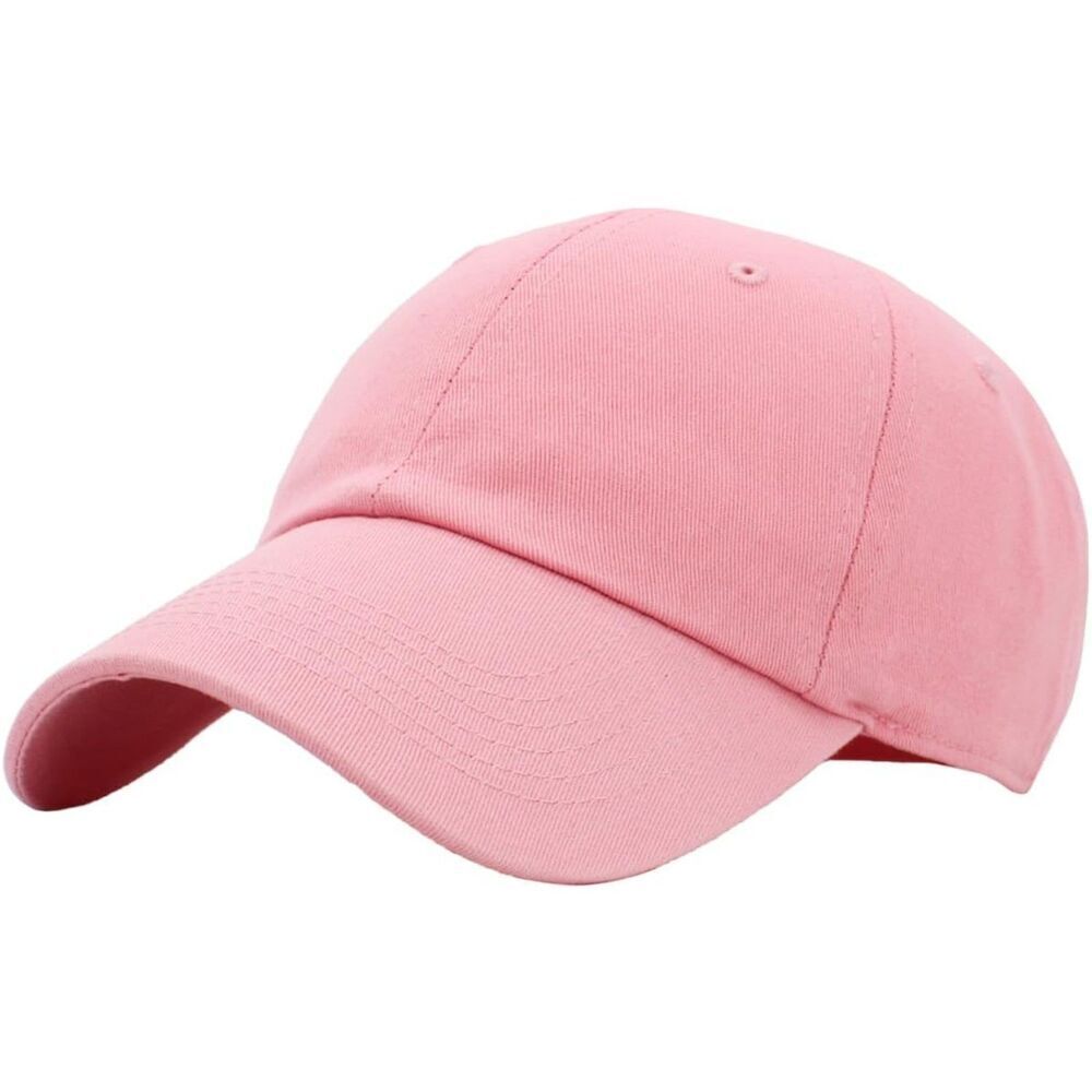 Unisex Pink Washed 100% Cotton Adjustable Classic Crown Baseball Plain Dad Hat